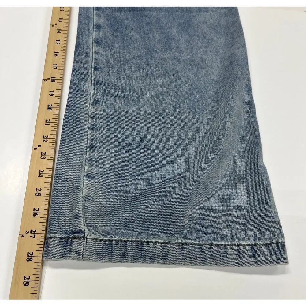 Cider Women's High Rise Pleated Wide Leg Jeans Size Small 26X28 Light wash 90s